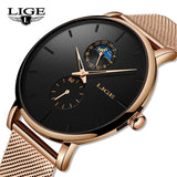 LIGE Womens Watches Top Brand Luxury Waterproof Watch Fashion Ladies Stainless Steel Ultra-Thin Casual Wrist Watch Quartz Clock