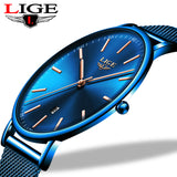 LIGE Womens Watches Top Brand Luxury Waterproof Watch Fashion Ladies Stainless Steel Ultra-Thin Casual Wristwatch Quartz Clock