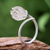 Lotus Fun Real 925 Sterling Silver 18k Gold Ring Natural Crystal Handmade Fine Jewelry Lily of the Valley Flower Rings For Women