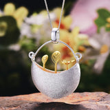 Lotus Fun Real 925 Sterling Silver Handmade Fine Jewelry My Little Garden Design Pendant without Necklace for Women  Acessorios