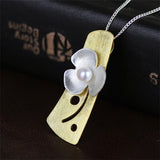 Lotus Fun Real 925 Sterling Silver Natural Pearl 18K Gold Fine Jewelry Fresh Clover Flower Pendant without Necklace for Women