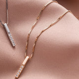 Louleur 925 Sterling Silver Zircon Necklace Vertical Bar Slidable Romantic Pendant Necklace For Women Wedding Birthday Gifts