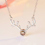 Love Heart Romantic Love Memory Wedding Necklace Rose Gold&Silver 100 languages I love you Projection Pendant Necklace