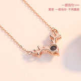 Love Heart Romantic Love Memory Wedding Necklace Rose Gold&Silver 100 languages I love you Projection Pendant Necklace