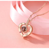 Love Heart Romantic Love Memory Wedding Necklace Rose Gold&Silver 100 languages I love you Projection Pendant Necklace