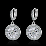 Luxury 925 Sterling Silver Hollow-out Dream Catcher with Round Cut CZ Zircon Earrings for Women Ear Jewelry Valentine's Day Gift