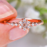 Luxury Female Flower Snowflake Ring 100% Real 925 Sterling Silver Wedding Band Ring Promise Love Engagement Rings For Women