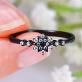 Luxury Female Flower Snowflake Ring 100% Real 925 Sterling Silver Wedding Band Ring Promise Love Engagement Rings For Women