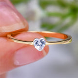 Luxury Female Small Heart Ring 100% Real 925 Sterling Silver Zircon Stone Ring Boho Promise Love Engagement Rings For Women