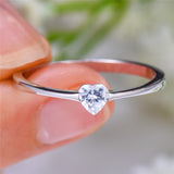 Luxury Female Small Heart Ring 100% Real 925 Sterling Silver Zircon Stone Ring Boho Promise Love Engagement Rings For Women