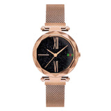 Luxury Rose Gold Women Watches Minimalism Starry sky Magnet Buckle Fashion Casual Female Wristwatch Waterproof Roman Numeral