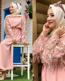 Luxury Sequins Abaya Tassels Muslim Maxi Dress Cardigan Long Robe Gowns Jubah Kimono Eid Ramadan Islamic Worship Service