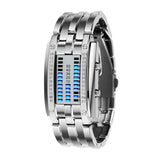 Luxury Watch Lovers Men Women Stainless Steel Blue Binary Luminous LED Electronic Display Sport Watches Fashion Women Watches