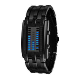 Luxury Watch Lovers Men Women Stainless Steel Blue Binary Luminous LED Electronic Display Sport Watches Fashion Women Watches