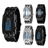 Luxury Watch Lovers Men Women Stainless Steel Blue Binary Luminous LED Electronic Display Sport Watches Fashion Women Watches