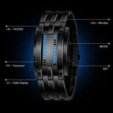 Luxury Watch Lovers Men Women Stainless Steel Blue Binary Luminous LED Electronic Display Sport Watches Fashion Women Watches