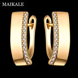 MAIKALE Classic New Design Square Stud Earrings Gold Silver Color White AAA Cubic Zirconia Big Simple Korean Earrings  For Women