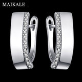 MAIKALE Classic New Design Square Stud Earrings Gold Silver Color White AAA Cubic Zirconia Big Simple Korean Earrings  For Women