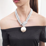 MANILAI Big Imitation Pearl Statement Chokers Necklaces For Women Fashion Thick Rope Adjustable Pendant Necklaces Jewelry