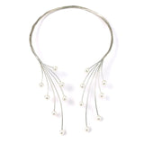 MANILAI Handmade Copper Weave Torques Necklaces Women Imitation Pearl Statement Choker Necklaces Charm Wedding Party  Jewelry