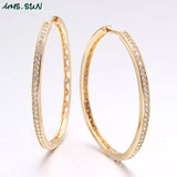 MHS.SUN Fashion Hoop Earrings With AAA Zircon Circle Earrings Simple Earrings Big Round Gold Color Loop Earrings For Women