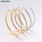 MHS.SUN Fashion Hoop Earrings With AAA Zircon Circle Earrings Simple Earrings Big Round Gold Color Loop Earrings For Women