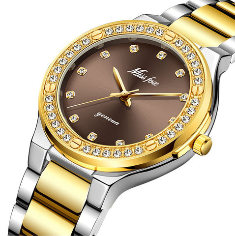 MISSFOX Women Watches Brand Luxury Watch Women Diamond Fashion Purple Geneva 18k Gold Ladies Watch Female Quartz Clock Hours