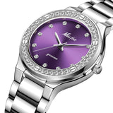 MISSFOX Women Watches Brand Luxury Watch Women Diamond Fashion Purple Geneva 18k Gold Ladies Watch Female Quartz Clock Hours