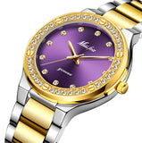 MISSFOX Women Watches Brand Luxury Watch Women Diamond Fashion Purple Geneva 18k Gold Ladies Watch Female Quartz Clock Hours