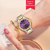 MISSFOX Women Watches Brand Luxury Watch Women Diamond Fashion Purple Geneva 18k Gold Ladies Watch Female Quartz Clock Hours