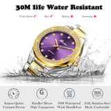 MISSFOX Women Watches Brand Luxury Watch Women Diamond Fashion Purple Geneva 18k Gold Ladies Watch Female Quartz Clock Hours