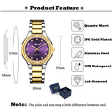 MISSFOX Women Watches Brand Luxury Watch Women Diamond Fashion Purple Geneva 18k Gold Ladies Watch Female Quartz Clock Hours