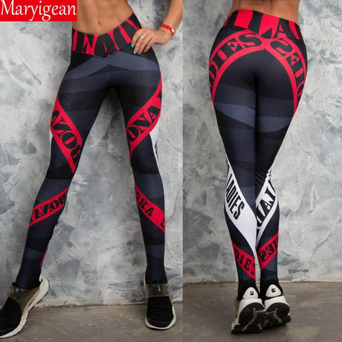 Maryigean Women Fashion Print Leggings Gothic Pants High Waist Legging No Transparent Fitness leggings Breathable Workout Leggin