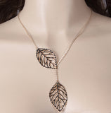 May Charm Leaf Necklace - Leaf Charm Necklace - Gold Leaf - Celebrity Inspired - Layering Necklace - Layered Necklace