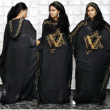 Musulman Pakistan Muslim Women Maxi Chiffon Dress Dubai Abaya Robe Femme Islam Kaftan Batwing Sleeve Diamond Print African Dress