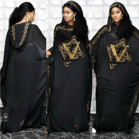 Musulman Pakistan Muslim Women Maxi Chiffon Dress Dubai Abaya Robe Femme Islam Kaftan Batwing Sleeve Diamond Print African Dress