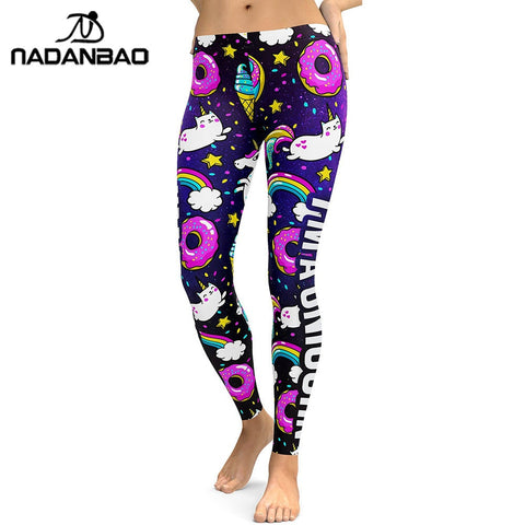 NADANBAO 2019 Unicorn Party Series Leggings Women Colorful Digital Print Sexy Plus Size Leggins Casual Workout Fitness Pants