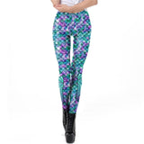 NADANBAO Galaxy Mermaid Leggings Women Workout Fitness Legging Colorful Fish Scales  Printed Leggins Plus Size