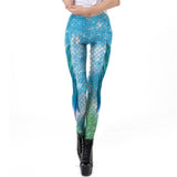 NADANBAO Galaxy Mermaid Leggings Women Workout Fitness Legging Colorful Fish Scales  Printed Leggins Plus Size