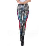 NADANBAO Galaxy Mermaid Leggings Women Workout Fitness Legging Colorful Fish Scales  Printed Leggins Plus Size