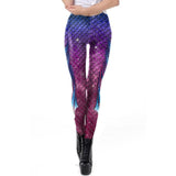 NADANBAO Galaxy Mermaid Leggings Women Workout Fitness Legging Colorful Fish Scales  Printed Leggins Plus Size