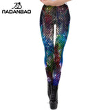 NADANBAO Galaxy Mermaid Leggings Women Workout Fitness Legging Colorful Fish Scales  Printed Leggins Plus Size