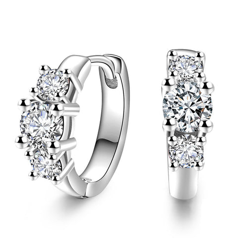 New 925 Sterling Silver Jewelry Cute round Crystal Zircon Earrings for Women Earrings Fashion Jewelry Brincos Bijoux