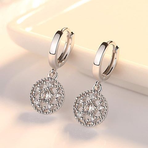 New 925 Sterling Silver Lotus Flower Earrings Big Oversized Clear Zircon Tassel Drop Earrings for Women Fine Jewelry Oorbellen