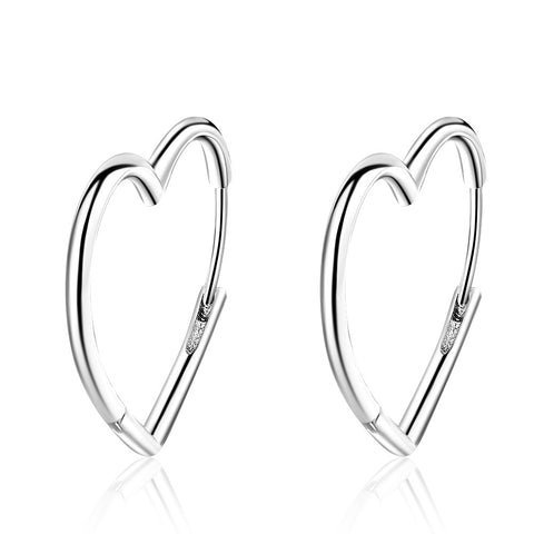 New Arrival 925 Sterling Silver Heart Love Stud Earrings for Women Clear Smooth Surface Silver Earring Jewelry Brincos oorbellen