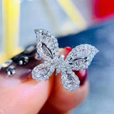 New Arrival Animal Butterfly crystal ring 925 Sterling silver dazzling AAA full big zircon Twist Rings For Women anel Love Ring