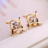 New Arrival Geometric Hollow Out Zircon Square Stud Earrings For Women Brincos Fashion Jewelry