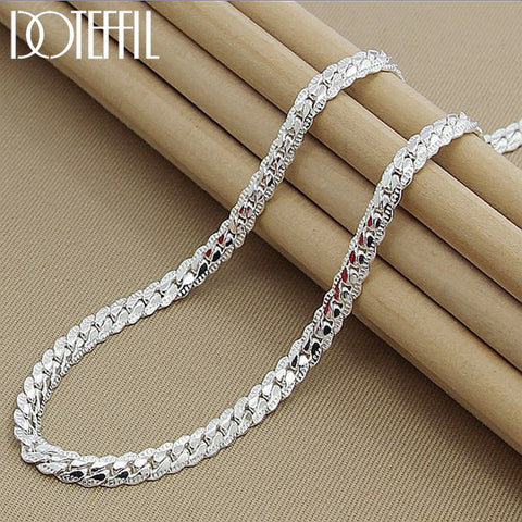 New Arrivals 6MM Full Sideways 925 Sterling Silver Necklace Fashion Jewelry For Women Men Link Chain Necklace Lady Wedding Gift