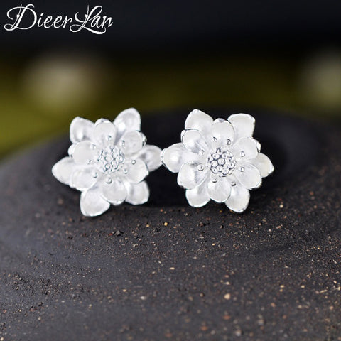 New Design 925 Sterling Silver Lotus Flower Earrings For Women Girls Gift Hot Sale Fashion sterling-silver-jewelry