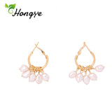 New Design Female Hanging Earrings Beaded Baroque Pearl Geometric Women Drop Earring High Quality Gorgeous Created Ear Jewelry